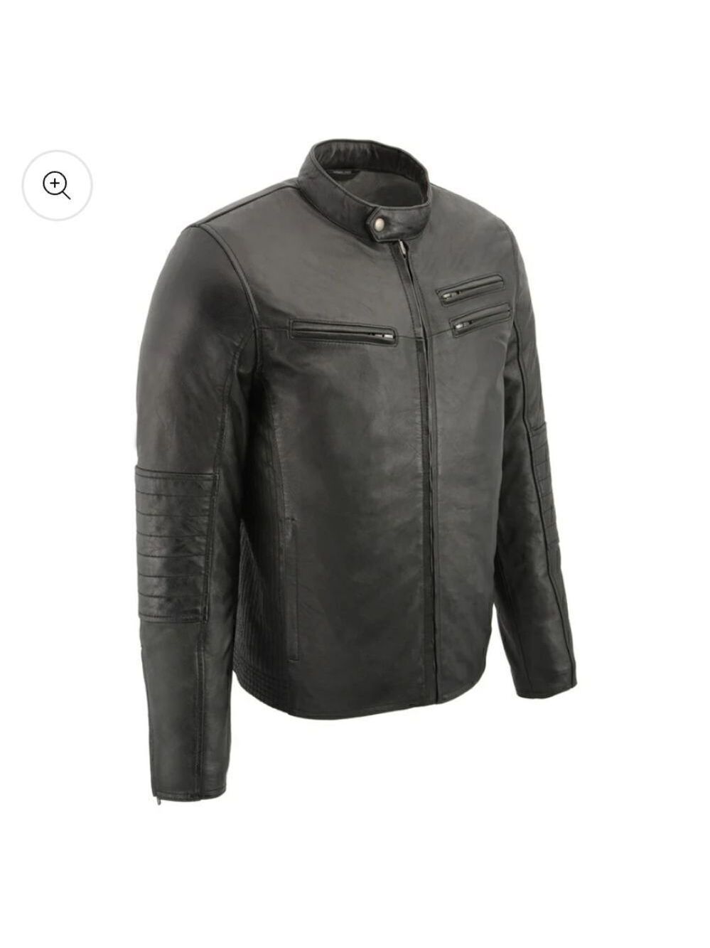 NWT MILWAUKEE LEATHER SFM1806 MEN'S BLACK EURO COLLAR CAFE STYLE LEATHER JACKET